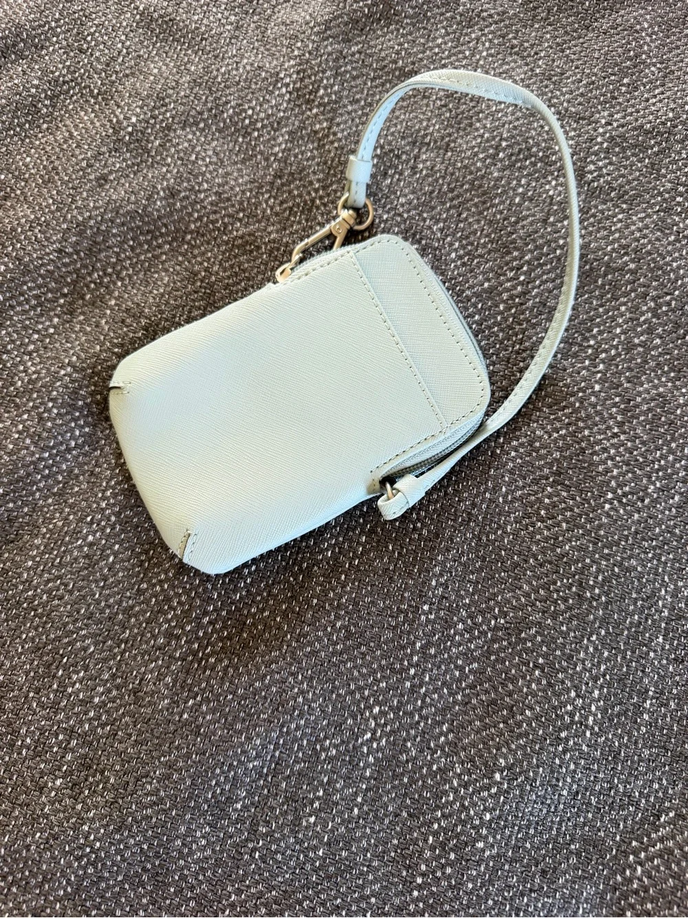 DKNY Mint Leather Wristlet Phone Pouch in Pale Green